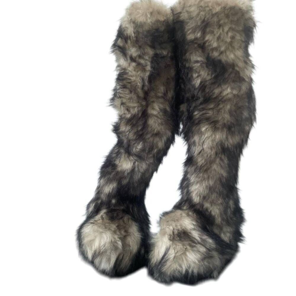 Club ExxβWild Instincts Thigh High Faux Fur Boots
